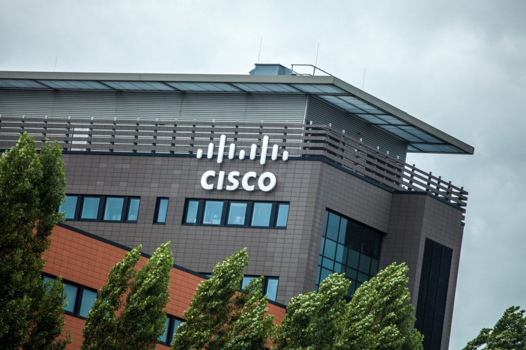 Cisco signage on side of building