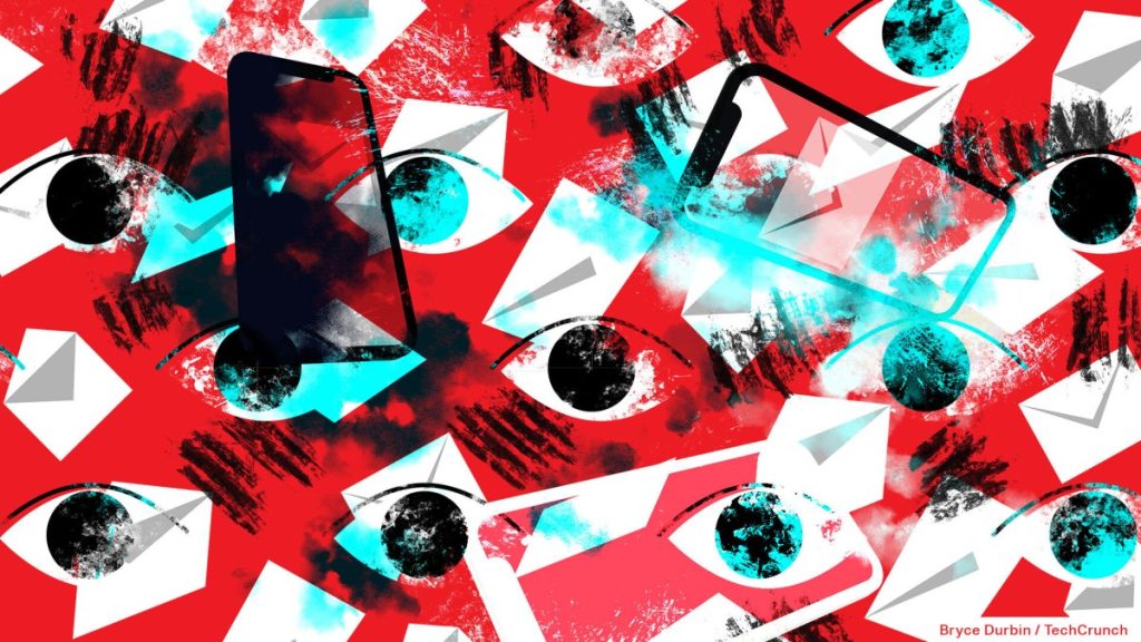 Convicted spyware chief hints that Greece’s government was behind dozens of phone hacks An illustration of mailbox icons falling out of the cloud with phones in the red background, symbolizing phone spyware.