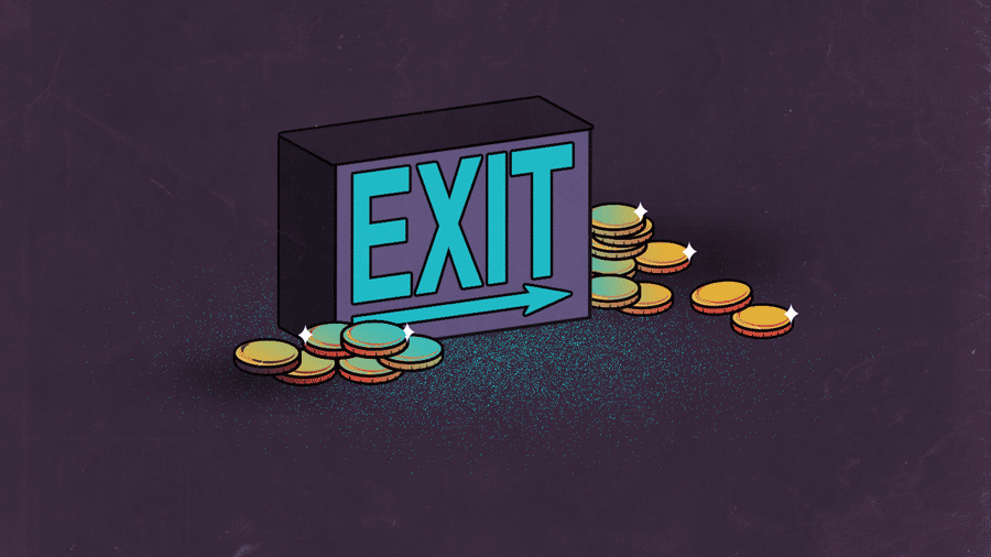 Popular AI gateway startup LiteLLM ditches controversial startup Delve illustration of EXIT sign with gold coins scattered around it