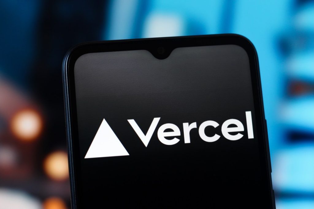 CANADA - 2025/12/04: In this photo illustration, the Vercel logo is seen displayed on a smartphone screen.