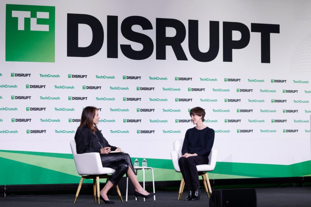 Connie Loizos, editor-in-chief & GM of TechCrunch, and Brynn Putnam, founder & CEO of Board, speak onstage during day two of TechCrunch Disrupt 2025