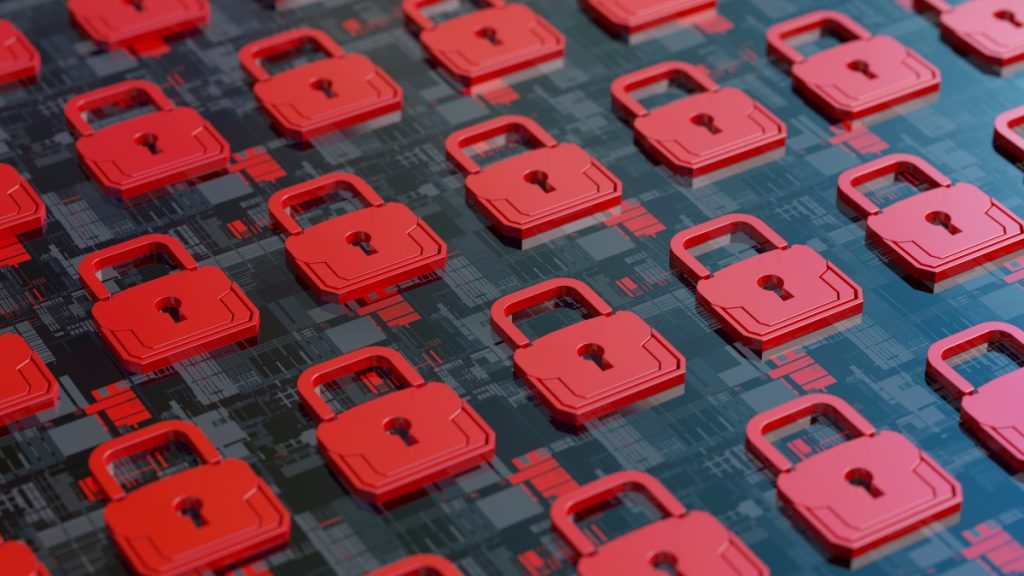 Cybersecurity concept red padlocks
