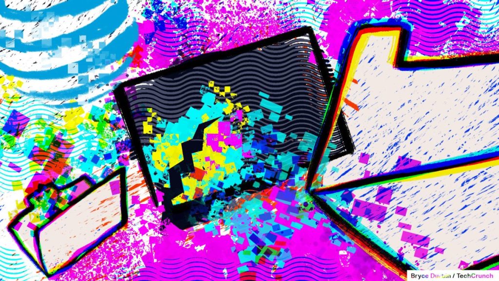 Hacked Klue says criminals are deleting stolen customer data, but now other hackers are making threats A render of a data breach with computer folders over blue, green and purple spilling data squares.