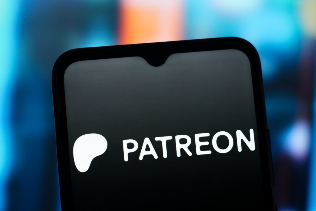 In this photo illustration, the Patreon logo is seen displayed on a smartphone screen.