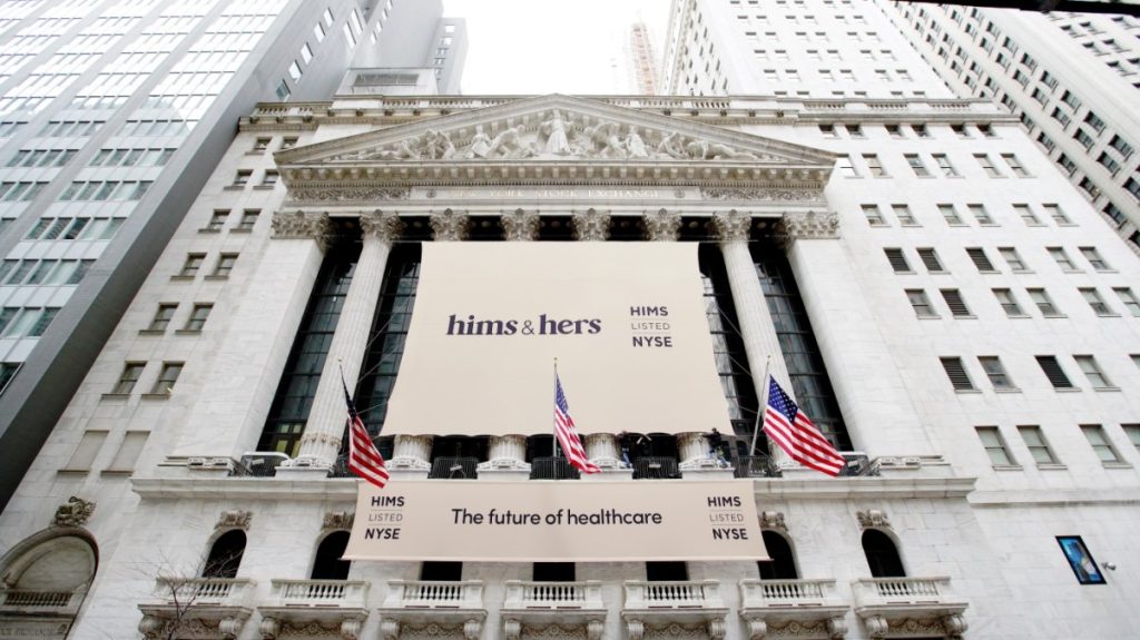 FTC sues Hims & Hers for allegedly sharing patients’ medical data with advertisers Meta and Snap a photo of Hims and Hers' banner outside the New York Stock Exchange.