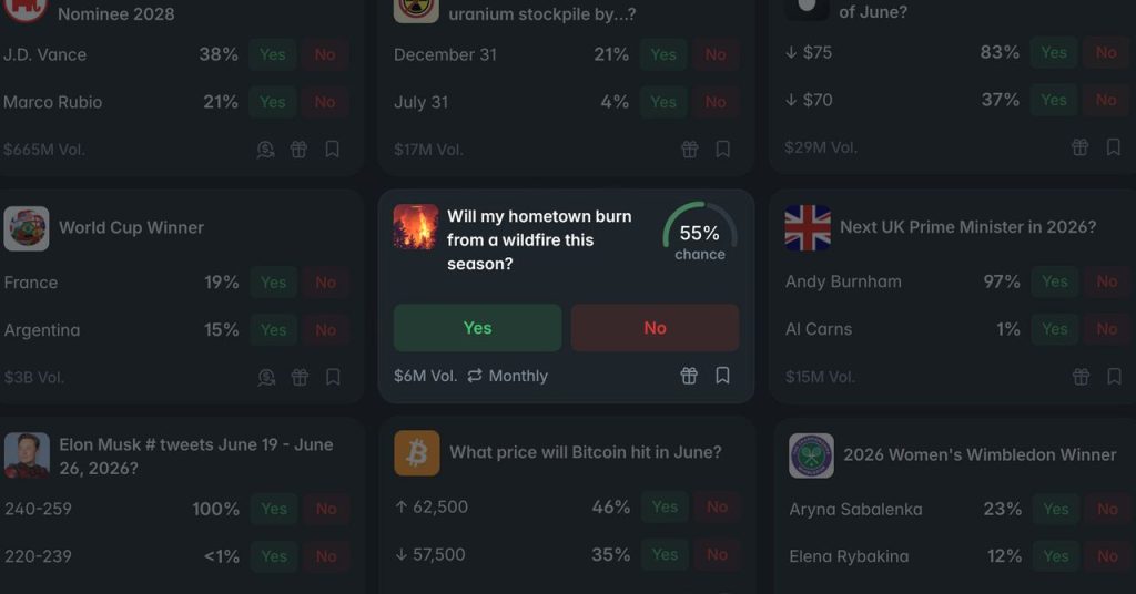 Prediction Markets Let You Bet on Whether a Wildfire Will Burn Down Your Town